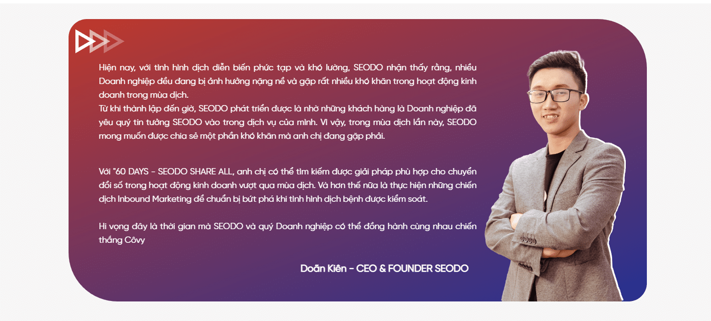 "60 DAYS SEODO SHARE ALL" Đồng Hành Cùng Doanh Nghiệp Mùa Cô Vy