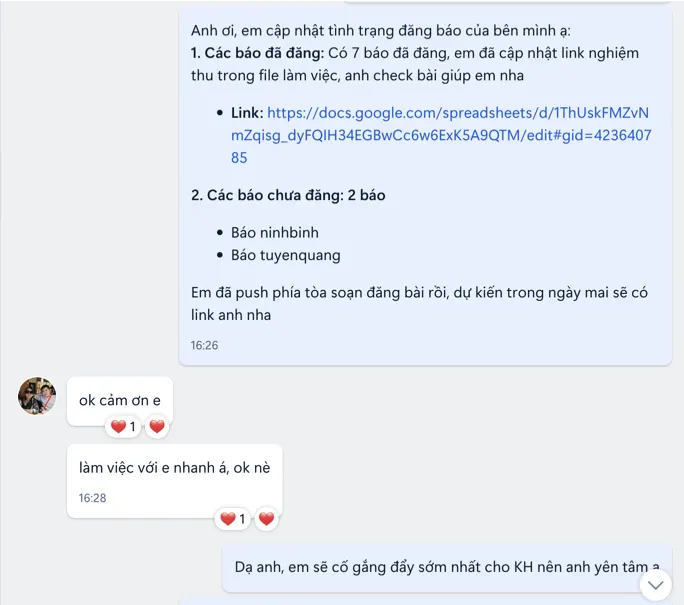 Phản hồi khách hàng