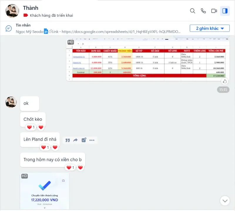 Phản hồi khách hàng
