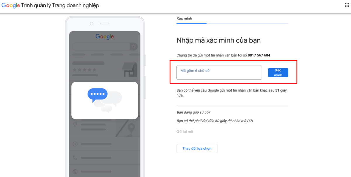 xác minh doanh nghiệp trên google map