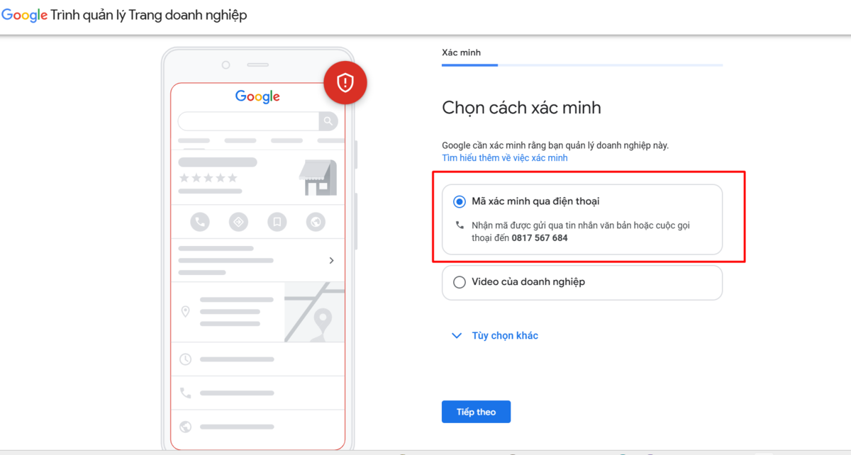 xác minh doanh nghiệp google map