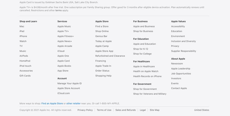 apple footer