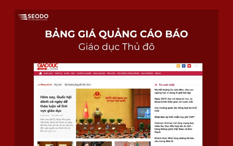 Bảng giá quảng cáo báo Giáo dục Thủ đô & booking quảng cáo PR