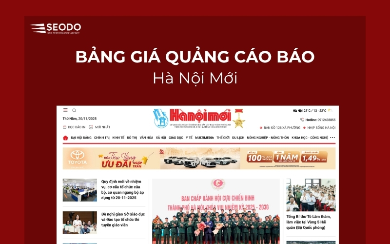 Bảng giá quảng cáo báo Hà Nội Mới & booking quảng cáo PR
