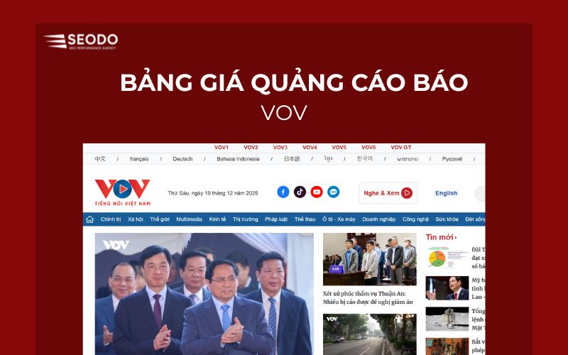 Bảng giá quảng cáo báo VOV & booking quảng cáo PR