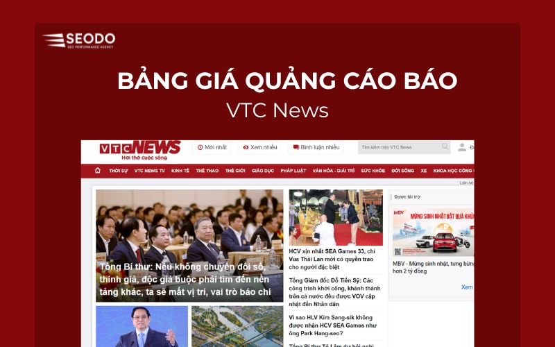 Bảng giá quảng cáo báo VTC News & booking quảng cáo PR