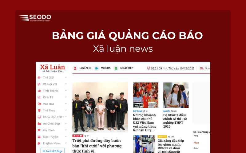 Bảng giá quảng cáo báo Xã Luận News & booking quảng cáo PR