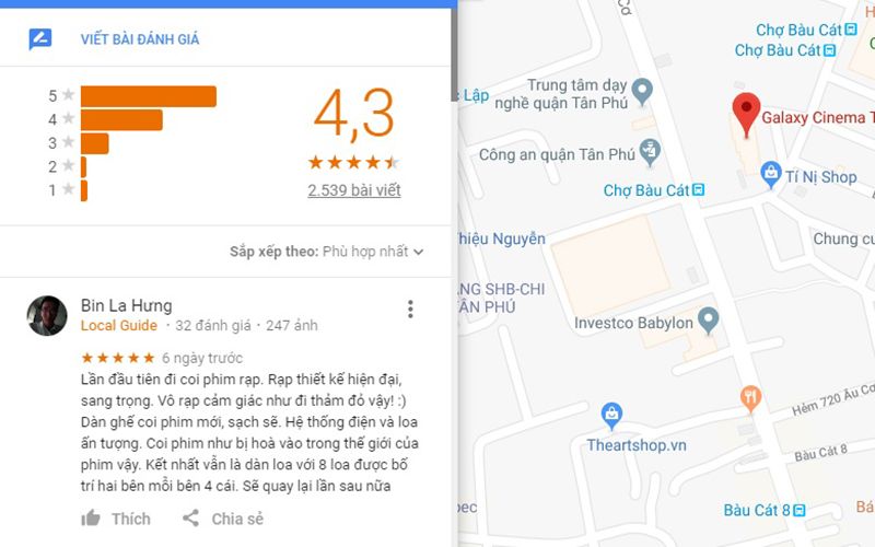dịch vụ đánh giá 5 sao google map