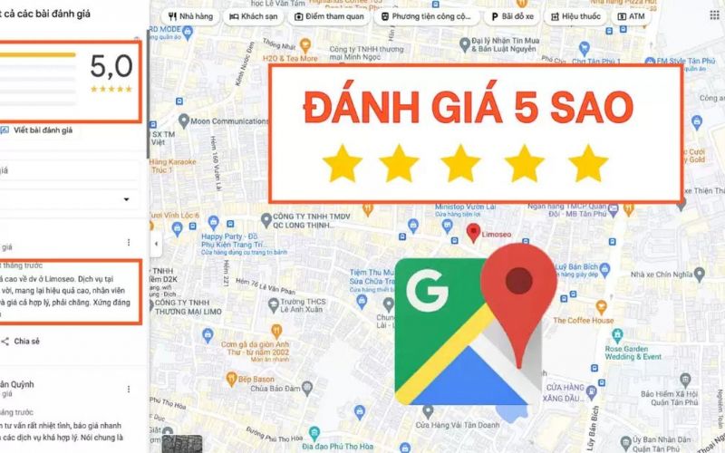 đánh giá 5 sao trên google map
