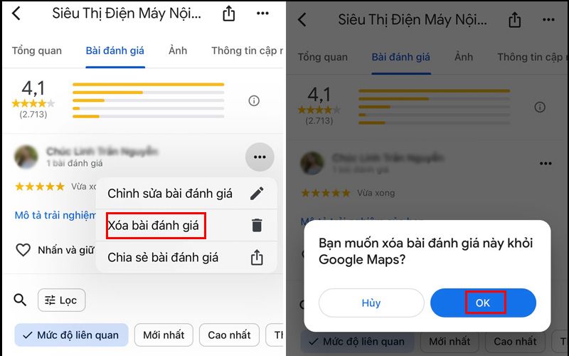 Đánh giá google map ở các cửa hàng bán lẻ