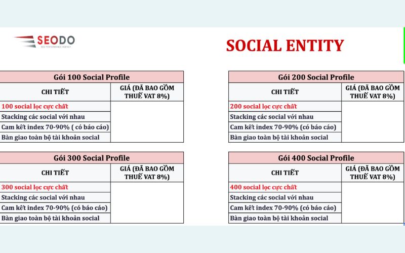 Khám phá dịch vụ Entity Social chất lượng từ SEODO 14 đơn vị cung cấp dịch vụ entity social