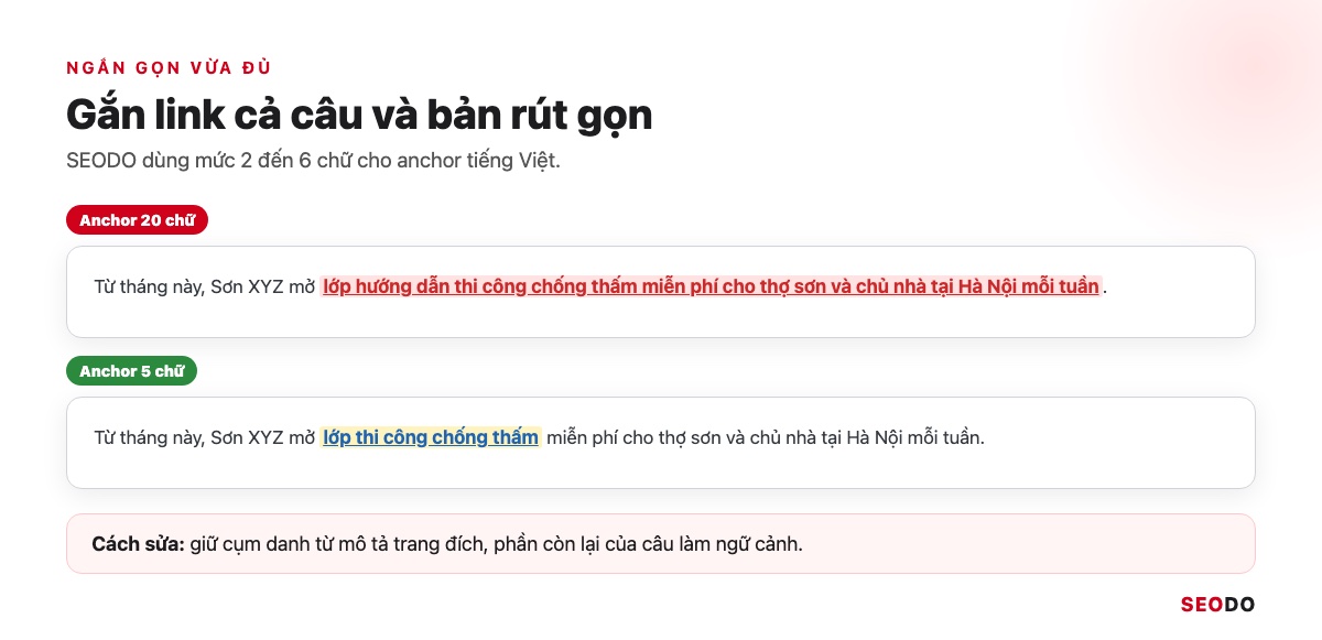 Anchor Text Là Gì? Cách Phân Loại, Phân Bổ Và Tối Ưu Anchor An Toàn (Cập Nhật 2026) 69 Một câu có anchor dài 20 chữ được gắn link cả câu và bản rút gọn còn 5 chữ