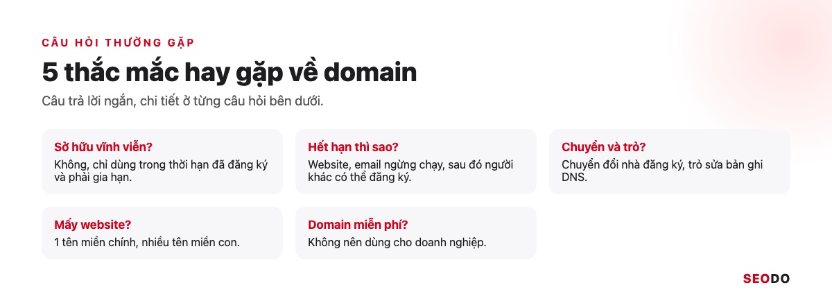 Domain Là Gì? Hiểu Tên Miền Từ Cấu Trúc Đến Cách Chọn Và Đăng Ký (Cập Nhật 2026) 64 Năm câu hỏi thường gặp về domain và câu trả lời ngắn
