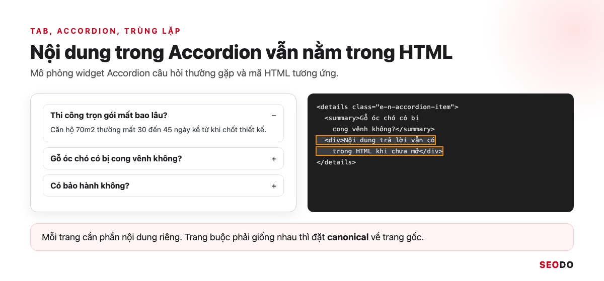 Elementor Là Gì? Hướng Dẫn Cài Đặt, Dùng Elementor Pro Và Tối Ưu Tốc Độ (Cập Nhật 2026) 104 Mô phỏng widget Accordion chứa câu hỏi thường gặp