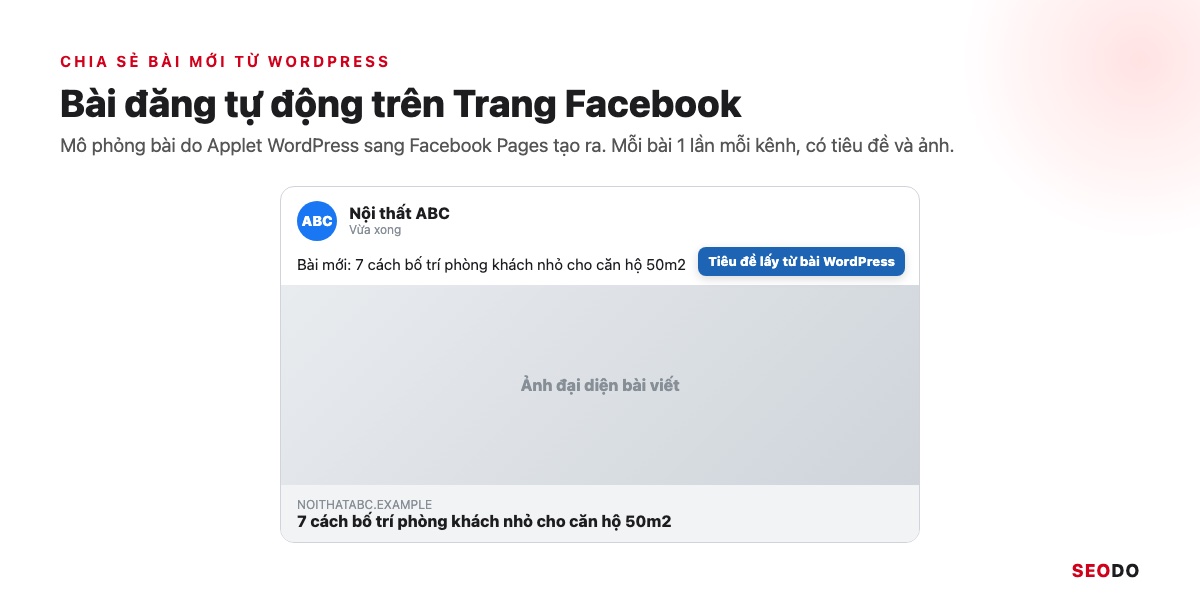 IFTTT Là Gì? Cách Hoạt Động, Bảng Giá Và Cách Dùng IFTTT Trong SEO (Cập Nhật 2026) 44 Mô phỏng bài đăng tự động trên Trang Facebook của Nội thất ABC kèm tiêu đề và ảnh bài viết