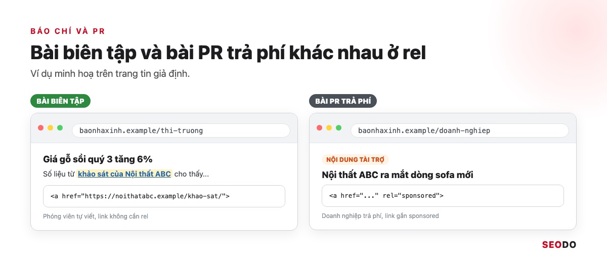Link Building Là Gì? 7 Chiến Lược Xây Dựng Liên Kết An Toàn Và Cách Đo Hiệu Quả (Cập Nhật 2026) 52 So sánh bài báo biên tập có link không rel và bài PR trả phí có rel sponsored
