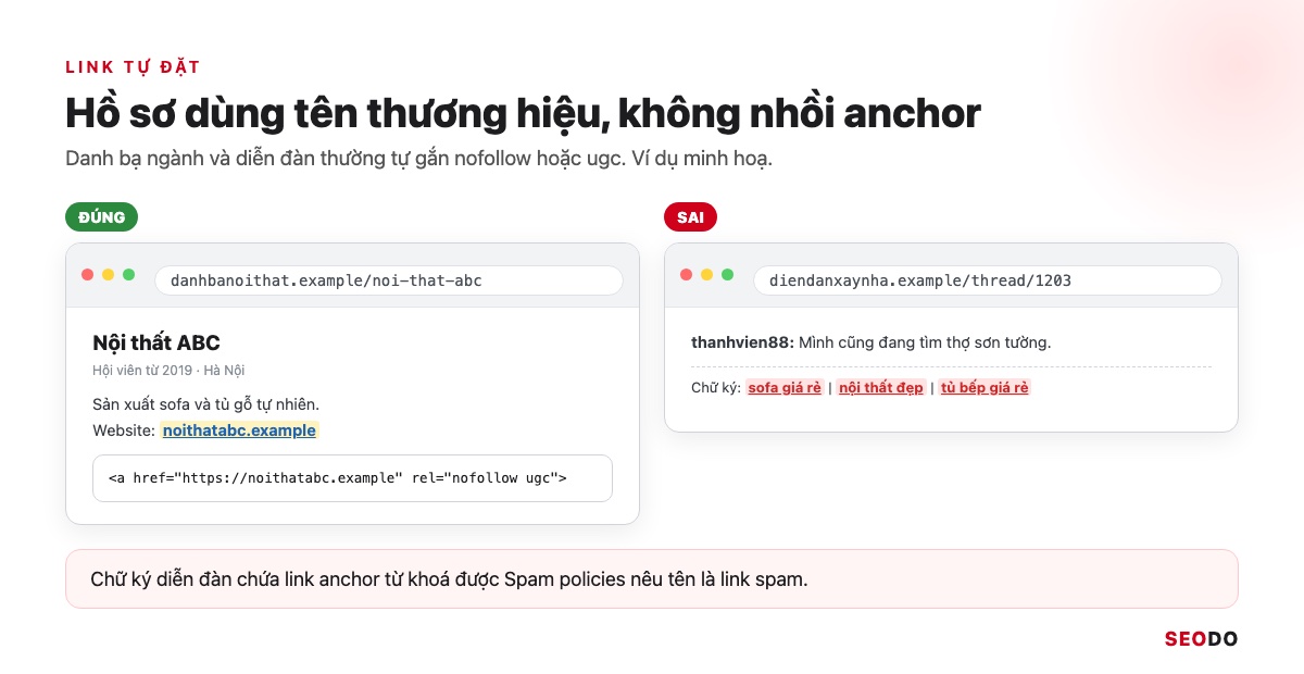 Link Building Là Gì? 7 Chiến Lược Xây Dựng Liên Kết An Toàn Và Cách Đo Hiệu Quả (Cập Nhật 2026) 45 So sánh hồ sơ danh bạ ngành dùng tên thương hiệu và chữ ký diễn đàn nhồi anchor