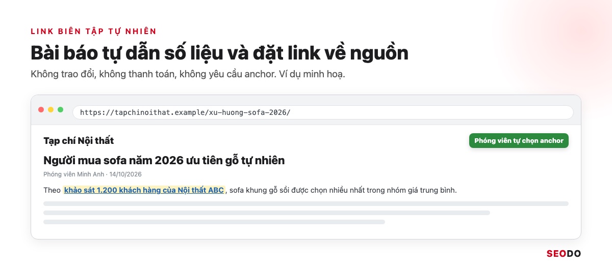 Link Building Là Gì? 7 Chiến Lược Xây Dựng Liên Kết An Toàn Và Cách Đo Hiệu Quả (Cập Nhật 2026) 43 Mô phỏng bài báo trên tapchinoithat.example dẫn link về khảo sát của Nội thất ABC
