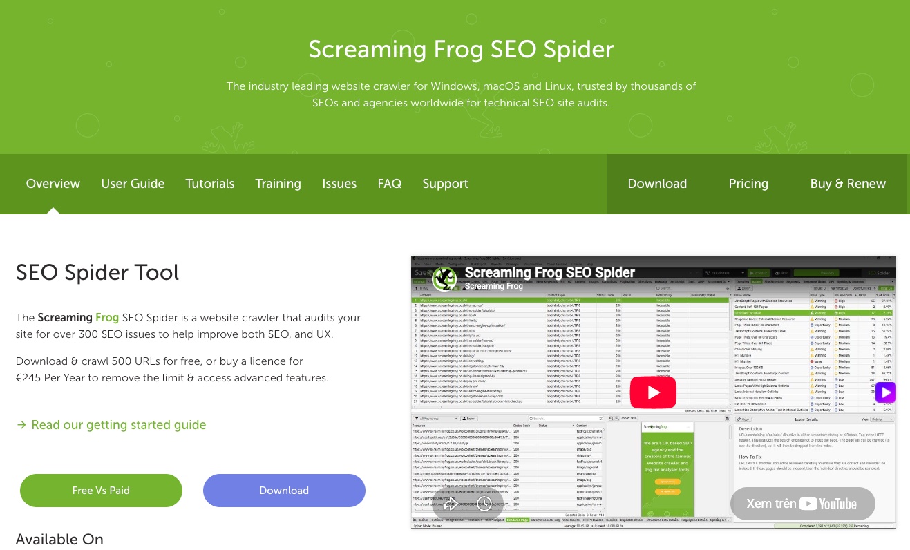 SEO Onpage Là Gì? 20 Việc Cần Làm Theo Thứ Tự Ưu Tiên (Cập Nhật 2026) 115 Trang công cụ Screaming Frog SEO Spider, công cụ quét website tìm lỗi onpage