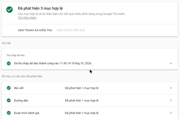 SEO Onpage Là Gì? 20 Việc Cần Làm Theo Thứ Tự Ưu Tiên (Cập Nhật 2026) 93 Công cụ kiểm tra kết quả nhiều định dạng phát hiện 3 loại schema hợp lệ trên một bài viết seodo.vn