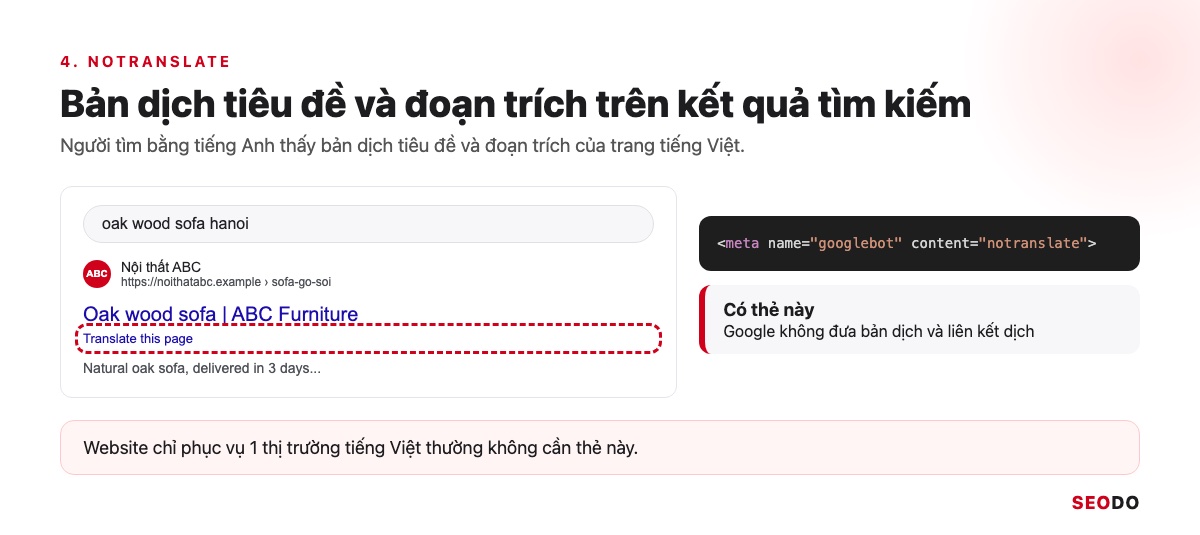 Thẻ Meta Là Gì? Các Thẻ Meta Trong SEO, Thẻ Nào Nên Dùng Và Cách Kiểm Tra (Cập Nhật 2026) 54 Kết quả tìm kiếm bằng tiếng Anh hiện bản dịch tiêu đề trang tiếng Việt và liên kết Translate this page